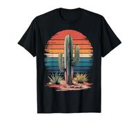 Cactus Retro Cactus Animal Puesta Del Sol Desierto Camiseta