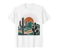 Cactus Retro Serape Puesta del Sol Desierto Rústico Cactus Saguaro Camiseta