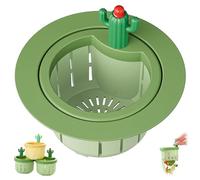 Cactus Sink Strainer Basket Fine Mesh, Cactus Kitchen Sink Drain Strainer, Press Automatic Dumping Basket, Multifunctional Green Cactus Press-To-Lift Sink Strainer (Green2)