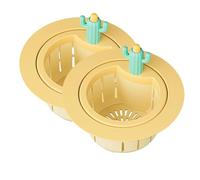 Cactus Sink Strainer Basket, Press-to-Dump Kitchen Sink Drain Strainer with Fast Drainage for Food Scraps, Vegetable Peels, Dishes and Bathroom Sink Use (2pcs Yellow)