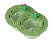 Cactus Sink Strainer Basket, Press-to-Dump Kitchen Sink Drain Strainer with Fast Drainage for Food Scraps, Vegetable Peels, Dishes and Bathroom Sink Use (2pcs Green)