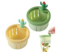 Cactus Sink Strainer - Push-Press Kitchen Drain Basket, Automatic Dump, Self-Cleaning (Green+Yellow)