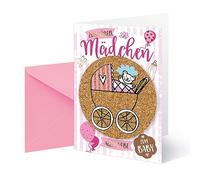 Cactus - Tarjeta de felicitación, diseño de bebé, color rosa