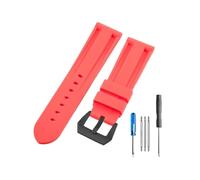 CACVGVMGTW 22 mm 24 mm 26 mm Negro Azul Rojo Ejército Verde Banda de reloj Correa de reloj de goma de silicona Reemplazo apto for herramientas de correa Panerai Hebilla de acero(Red-Black-K11,24mm)