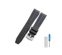 CACVGVMGTW Ajuste for Rolex Black Water Ghost Correa de reloj de goma flexible duradera Línea azul negra Air Fit for Overlord 116900 Series Correa de reloj de silicona(Black blue-Steel-K14)