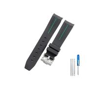 CACVGVMGTW Ajuste for Rolex Black Water Ghost Correa de reloj de goma flexible duradera Línea azul negra Air Fit for Overlord 116900 Series Correa de reloj de silicona(BlackGreen-Steel-K14)