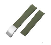 CACVGVMGTW Correa de Reloj de Silicona de Goma Correa de Reloj con Hebilla Plegable Suave Apta for Longines Conquest Fit for Hydro Conquest L3 Accesorios Negros 21 mm(Green-Steel-Z10)