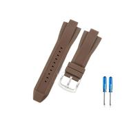 CACVGVMGTW Correa de reloj duradera y segura de 13X 29mm, compatible con Michael Kors Mk8729 8184 9020, interfaz convexa, correa de reloj de goma de silicona con personalidad deportiva(Brown-Steel-K2)