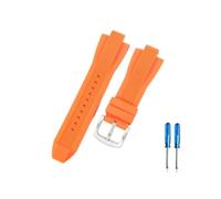 CACVGVMGTW Correa de reloj duradera y segura de 13X 29mm, compatible con Michael Kors Mk8729 8184 9020, interfaz convexa, correa de reloj de goma de silicona con personalidad deportiva(Orange-Steel-K2