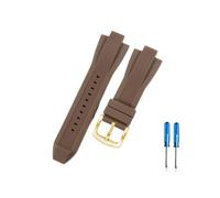 CACVGVMGTW Correa de reloj duradera y segura de 13X 29mm, compatible con Michael Kors Mk8729 8184 9020, interfaz convexa, correa de reloj de goma de silicona con personalidad deportiva(Brown-Golden-K2