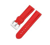 CACVGVMGTW Negro Azul Rojo Ejército Verde Banda de reloj Correa de reloj de goma de silicona Reemplazo apto for herramientas de correa Panerai Hebilla de acero 22 mm 24 mm 26 mm(Red-Steel-K11,26mm)