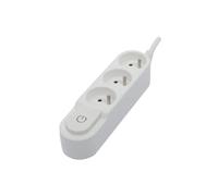 Cada Bloque de diseño 3 x 16 A con Interruptor y Enchufe Plano, 1,5 m, Color Blanco