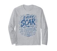 Cada Cicatriz un Grito de Batalla Azul Garabato Cita Arte Manga Larga