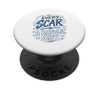 Cada Cicatriz un Grito de Batalla Azul Garabato Cita Arte PopSockets PopGrip Adhesivo