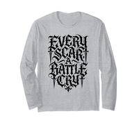 Cada Cicatriz una Cita Minimalista Oscura del Tatuaje del Grito de Batalla Manga Larga