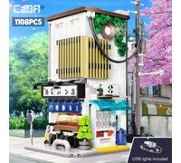 Cada City LED Casa de Bollos al Vapor Japoneses, Bloques de Construcción de Arquitectura, Figuras de Personajes de la Tienda Friends, Juguetes de Ladrillos, Regalos para Niños con Diseño de Flor de Wi