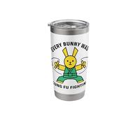 Cada conejito era Kung Fu luchando contra el Karate Rabbit Vaso térmico de acero inoxidable de doble pared