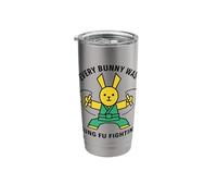 Cada conejito era Kung Fu luchando contra el Karate Rabbit Vaso térmico de acero inoxidable de doble pared