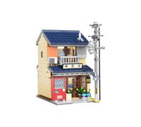 CaDA Construction Tienda de té japonesa, kit Machiya con luces USB, 1200 piezas, serie Tiendas japonesas