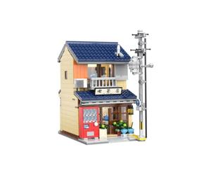 CaDA Construction Tienda de té japonesa, kit Machiya con luces USB, 1200 piezas, serie Tiendas japonesas