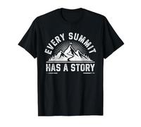 Cada Cumbre Tiene una Historia, Divertido Senderismo Wanderlust Camiseta gráfica económica, Hombre, Negro, L