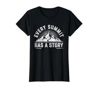 Cada Cumbre Tiene una Historia, Divertido Senderismo Wanderlust Camiseta gráfica económica, Mujer, Negro, XL
