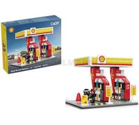 CaDA - Gasolinera Shell Mini- Set construcción - Coleccionable - Incluye Motocicleta - 305 pzas - +8- con Luces LED - (DeQuBe 927DE66028)