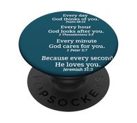 Cada día cada hora cada minuto Jesús te ama PopSockets PopGrip Adhesivo