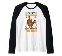 Cada Día de Acción de Gracias le doy a mi Familia el pájaro Pavo Divertido Camiseta Manga Raglan