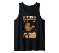 Cada Día de Acción de Gracias le doy a mi Familia el pájaro Pavo Divertido Camiseta sin Mangas