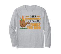 Cada Día de Acción de Gracias le doy a mi Familia el pájaro Pavo Divertido Manga Larga