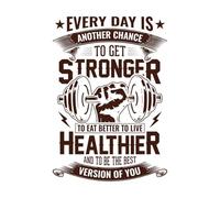 Cada día en el gimnasio es otra oportunidad para hacerte más fuerte, comer mejor, vivir más sano y convertirte en la mejor versión de ti mismo. Pegatinas artísticas de vinilo 50.4x72.4cm Café