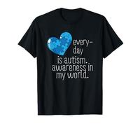 Cada día es conciencia sobre el autismo en mi mundo: corazón azul rompecabezas Camiseta