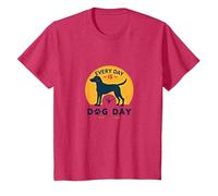 Cada día es el día del Perro - Amante de Las Mascotas Camiseta, Niños, Rojo Jaspeado, 8 años