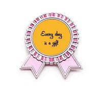 Cada día es una insignia inspiradora, broche rosa ganador de medalla, Medium, Metal