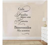 Cada familia tiene una historia Adhesivo de pared para sala de estar, dormitorio, calcomanía familiar, negro, 97 cm de alto x 56 cm de ancho