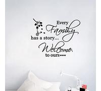 Cada familia tiene una historia Bienvenido a nuestra casa citas calcomanías de pared de vinilo extraíble letras familiares papel pintado mural para dormitorio, sala de estar decoración del hogar