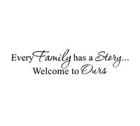 Cada Familia Tiene una Historia Bienvenido una Nuestra Sala de CalcomaníAs de Arte con Adhesivos de Pared de PVC, Negro