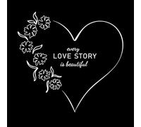 Cada historia de amor es un hermoso diseño de marco con forma de corazón floral. Calcomanías de pared de vinilo 67.2x70.4cm Personalización personalizada Blanco