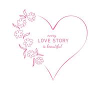 Cada historia de amor es un hermoso diseño de marco con forma de corazón floral. Pegatinas artísticas de vinilo 67.2x70.4cm Decoración de carrocerías Rosa