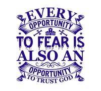 Cada oportunidad de temer es también una oportunidad para confiar en el diseño de Dios. Pegatinas artísticas de vinilo 42x46.7cm Varios tamaños Azul oscuro