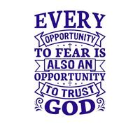 Cada oportunidad de temer es también una oportunidad para confiar en el diseño de Dios. Pegatinas artísticas de vinilo 57.6x84.5cm Embellecimiento de paredes Azul oscuro