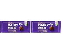Cadbury Dairy Milk, Clásica Tableta de Chocolate con Leche, Deliciosamente Cremoso y Sostenible, 180 g (Paquete de 2)