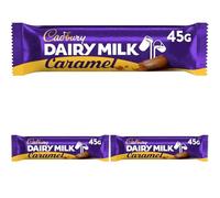 Cadbury Dairy Milk con Caramelo, Barrita de Chocolate con Leche y Caramelo, Sabor Irresistible, 45 g (Paquete de 3)
