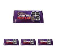Cadbury Dairy Milk, Tableta de Chocolate con Almendras y Pasas, Sabor Cremoso y Crujiente, Hecho con Cacao Sostenible, 110 g (Paquete de 4)