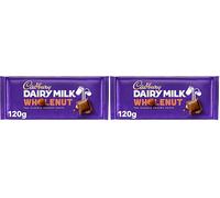 Cadbury Dairy Milk Whole Nut, Tableta De Chocolate Con Leche y Avellanas, Deliciosa y Cremosa, 120 g (Paquete de 2)