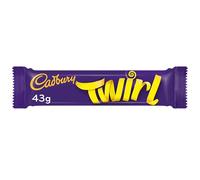 Cadbury Twirl, Dos Barritas Rellenas de Chocolate con Leche Cadbury en Espirales, Deliciosas y Crujientes, 43 g