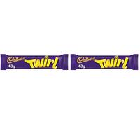 Cadbury Twirl, Dos Barritas Rellenas de Chocolate con Leche Cadbury en Espirales, Deliciosas y Crujientes, 43 g (Paquete de 2)