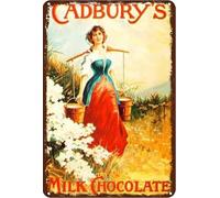 Cadbury'S - Cartel de metal para decoración de pared, diseño de chocolate con leche láctea, 20 x 30 cm