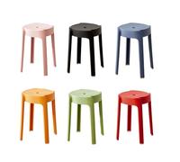 cadciehe 6 taburetes de plástico apilables portátiles, redondos, coloridos, sin respaldo, para el hogar, el aula, al aire libre, 6 unidades